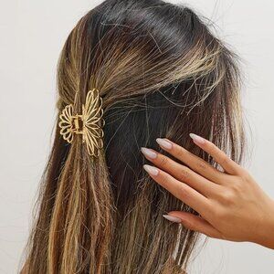 Womens Flower Hair Clip Double Row Small Claw Clips Non Slip Jaw Clips Elegant